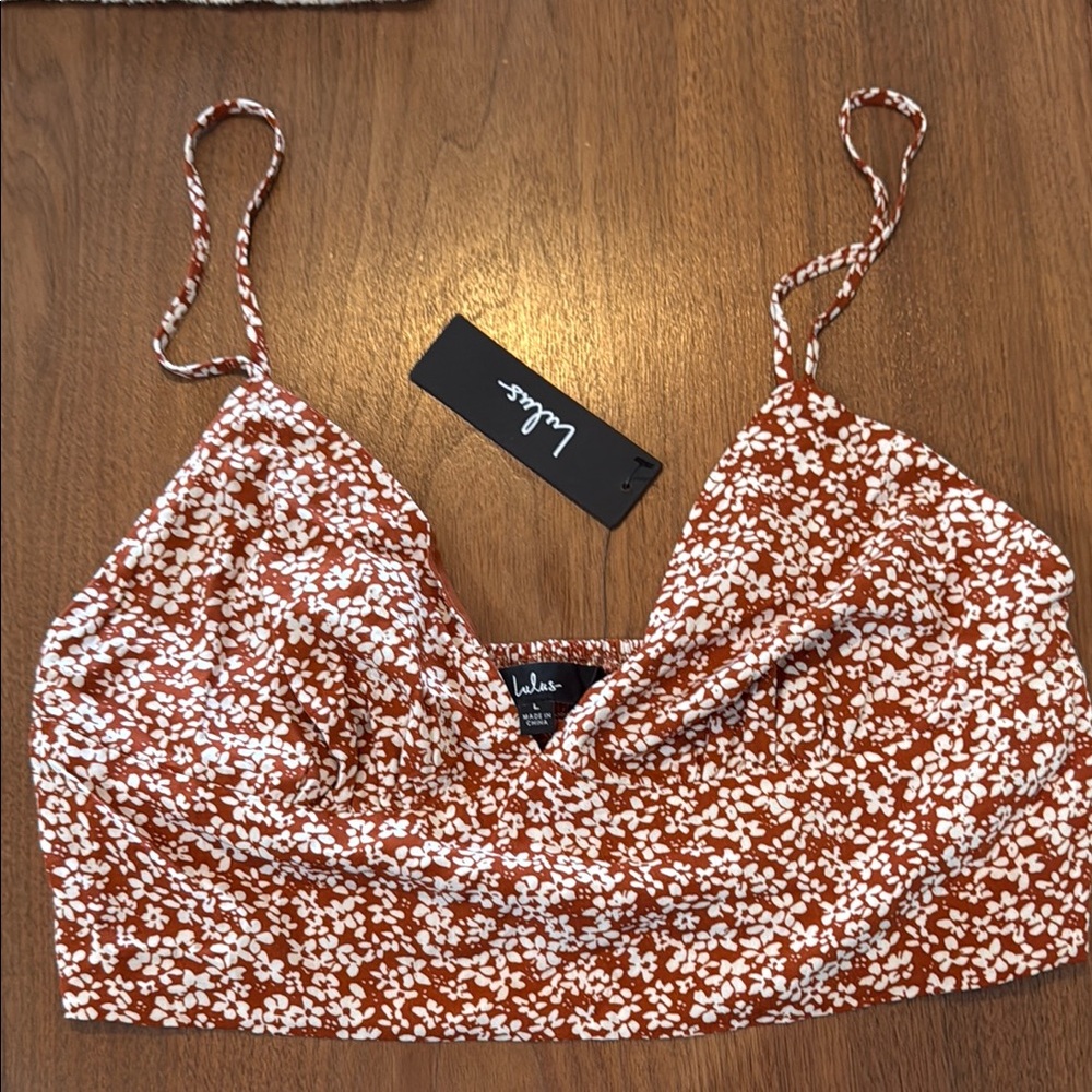 Lulu's Rust Floral Crop Top
